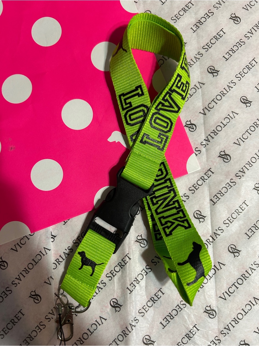 VS PINK Green Lanyard